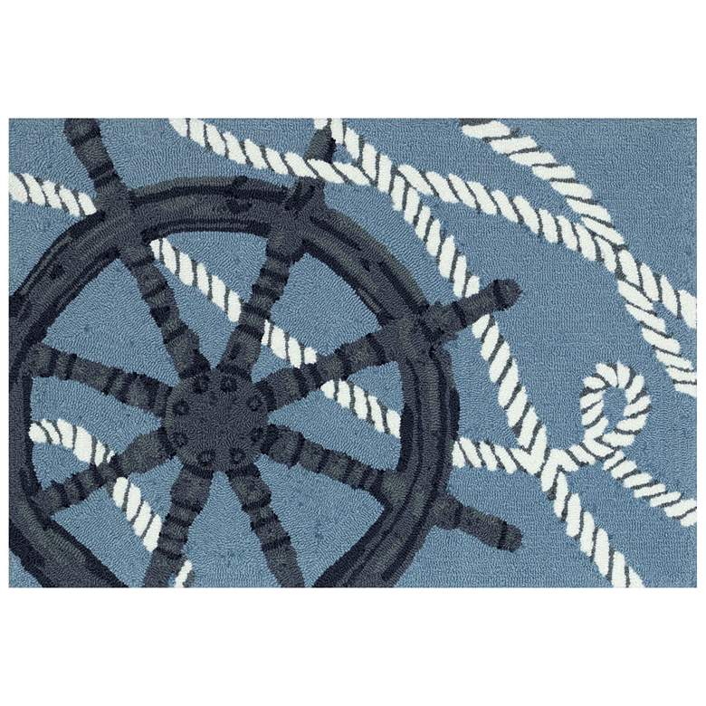 Image 1 Liora Manne Frontporch Captain's Wheel Indoor/Outdoor Mat Marine 2'x3'