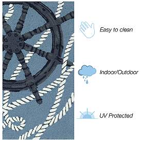 Image3 of Liora Manne Frontporch Captain's Wheel Indoor/Outdoor Mat Marine 2'x3' more views