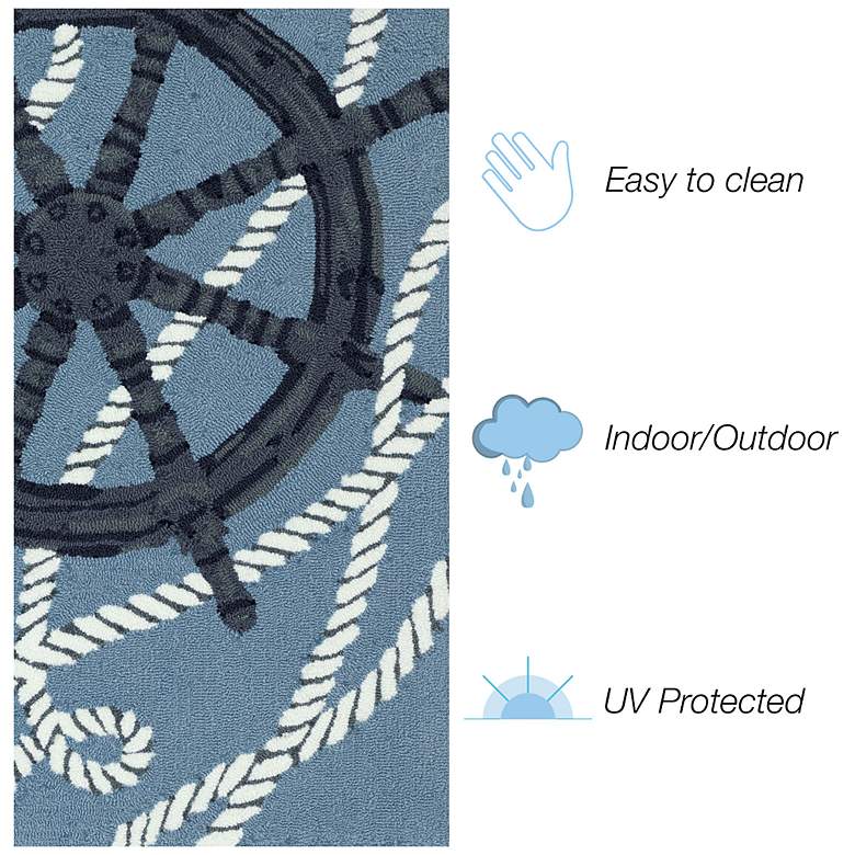 Image 3 Liora Manne Frontporch Captain's Wheel Indoor/Outdoor Mat Marine 2'x5' more views