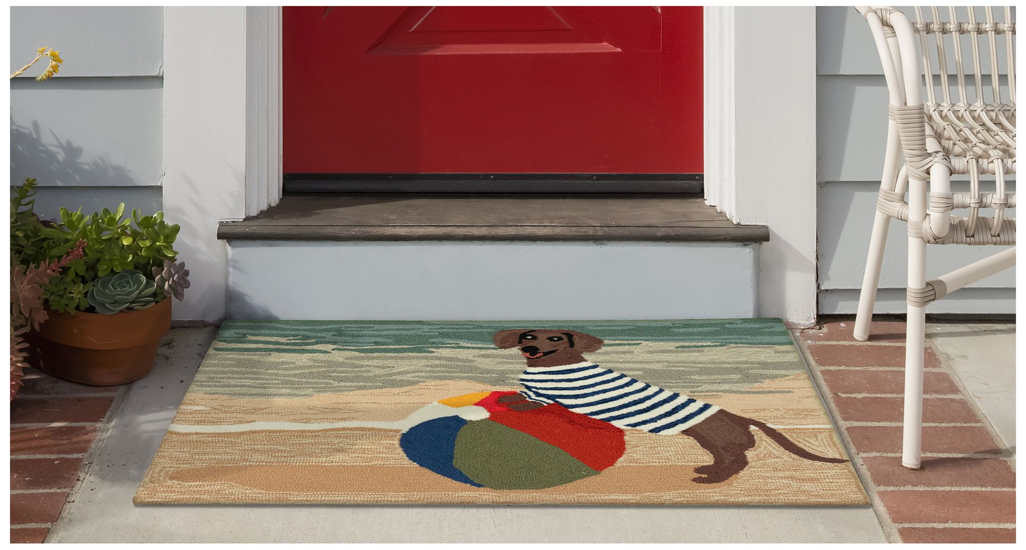 Liora Manne Frontporch Coastal Dog Indoor/Outdoor Mat Ocean 1'8"x2'6"