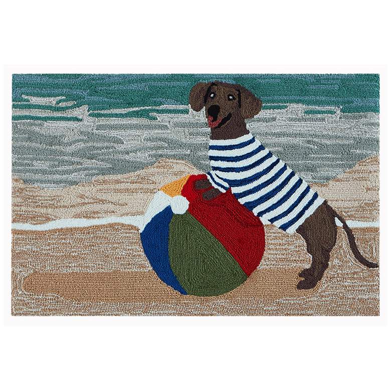 Image 1 Liora Manne Frontporch Coastal Dog Indoor/Outdoor Mat Ocean 2'6"x4'