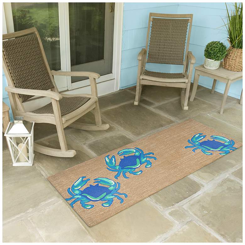 Image 1 Liora Manne Frontporch Crabs Indoor/Outdoor Mat Blue 2'x5'