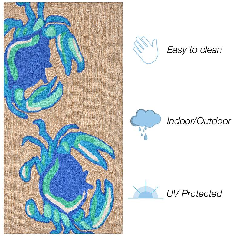 Image 3 Liora Manne Frontporch Crabs Indoor/Outdoor Mat Blue 2'x5' more views