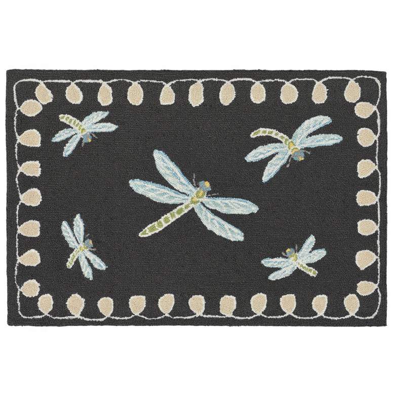Image 1 Liora Manne Frontporch Dragonfly Indoor/Outdoor Mat Midnight 2'x3'