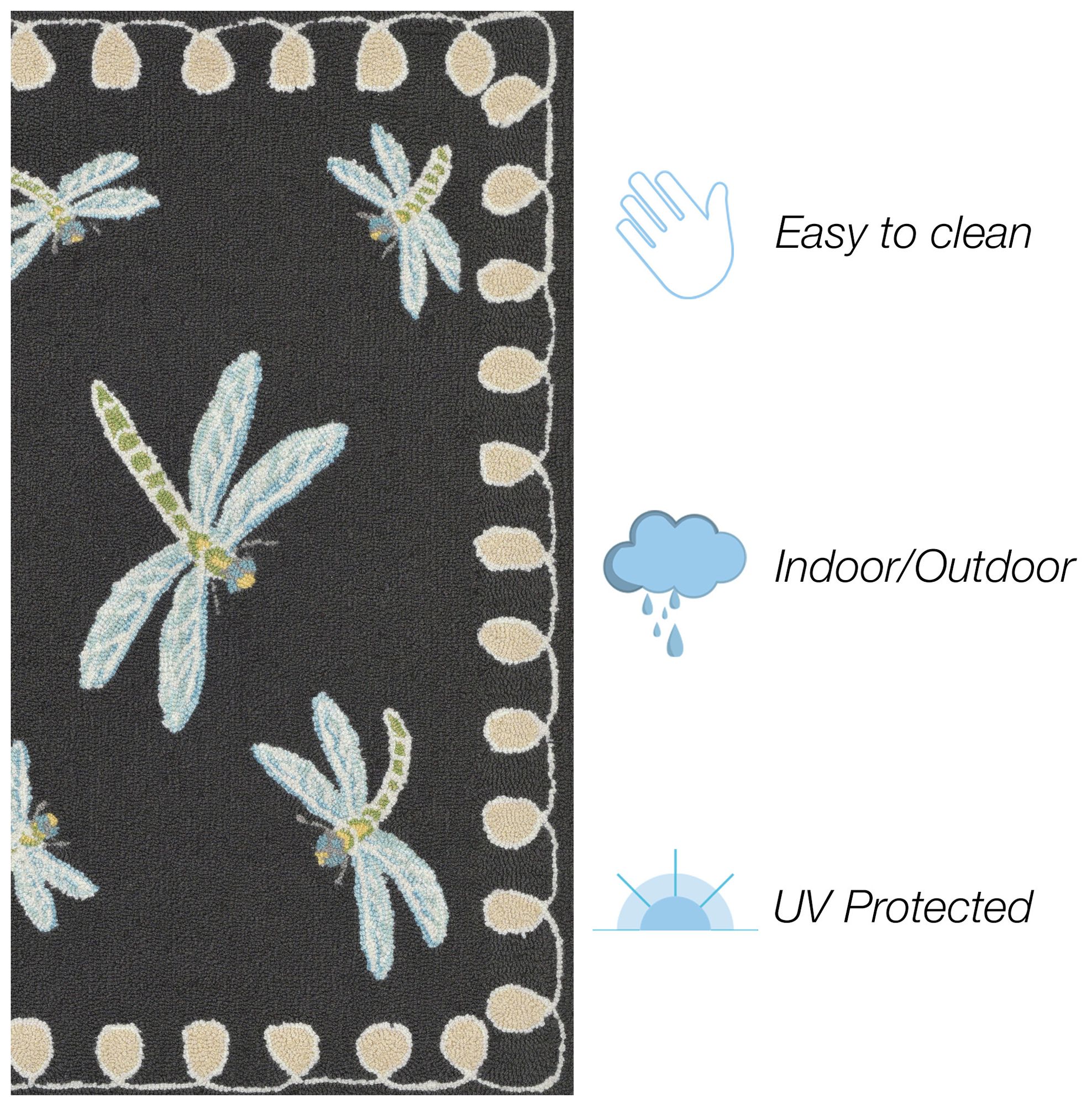 Thumbnail3 of Liora Manne Frontporch Dragonfly Indoor/Outdoor Mat Midnight 2'x3' more views