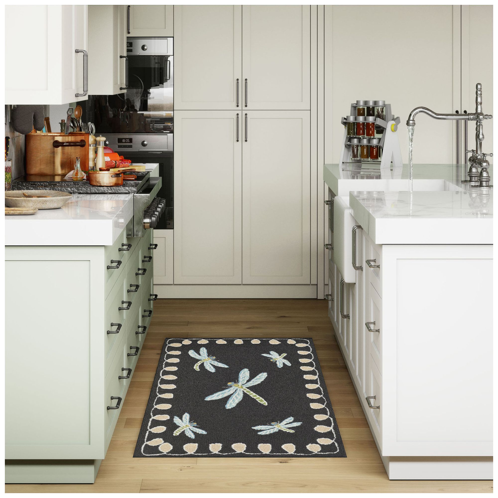 Liora Manne Frontporch Dragonfly Indoor/Outdoor Mat Midnight 2'x3'