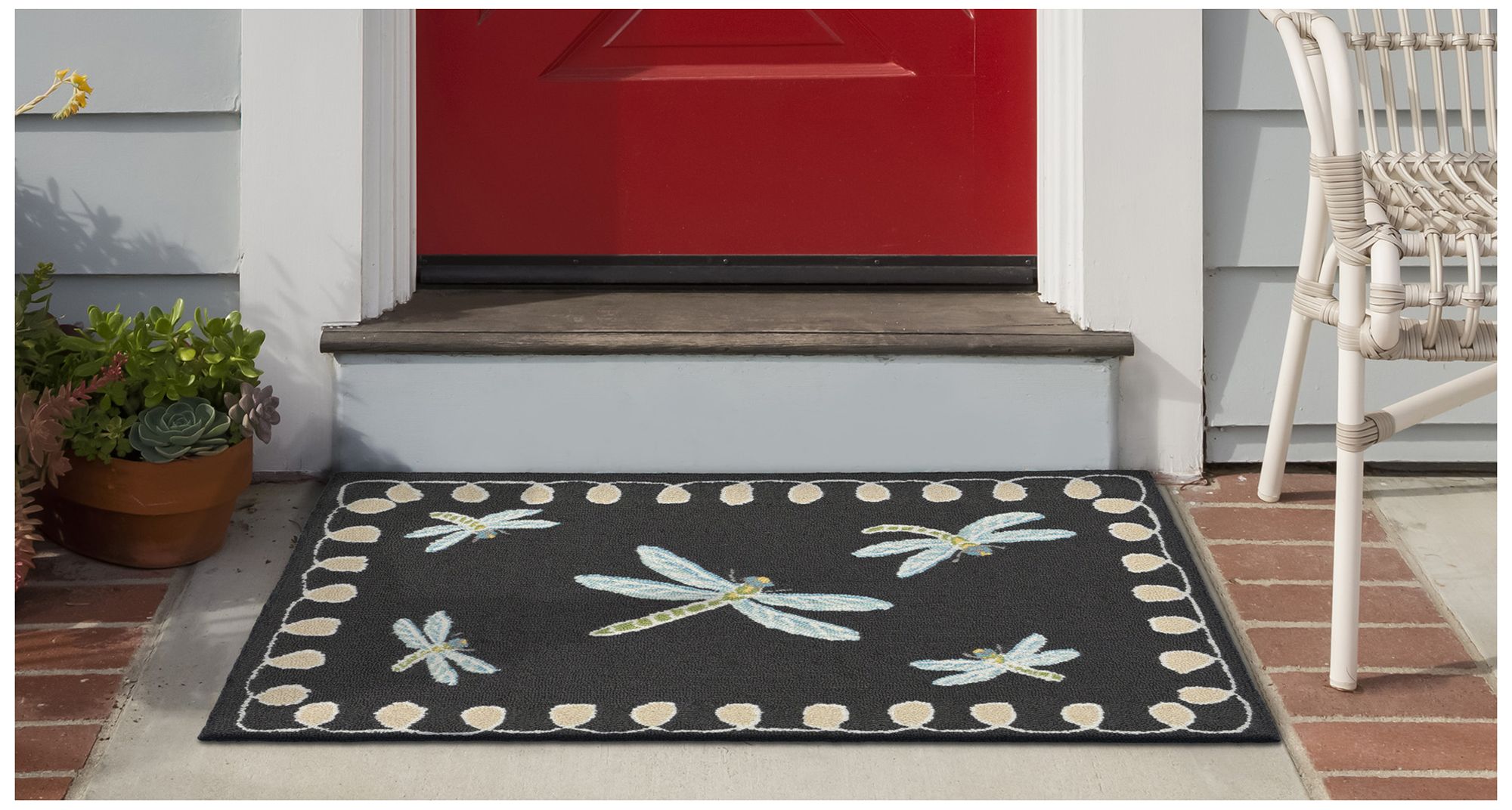 Liora Manne Frontporch Dragonfly Indoor/Outdoor Mat Midnight 2'x3'