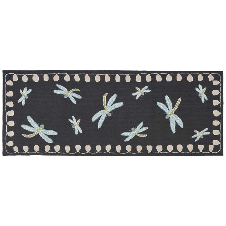 Image 2 Liora Manne Frontporch Dragonfly Indoor/Outdoor Mat Midnight 2'x5'