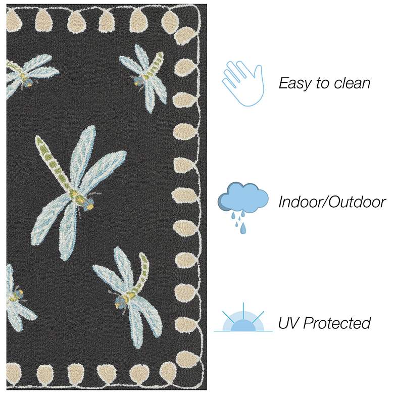 Image 3 Liora Manne Frontporch Dragonfly Indoor/Outdoor Mat Midnight 2'x5' more views