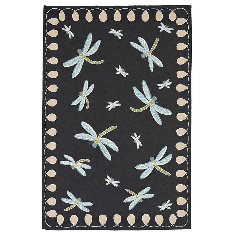 Image 1 Liora Manne Frontporch Dragonfly Indoor/Outdoor Mat Midnight 3'6"x5'6"