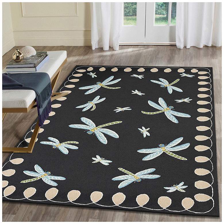 Image 1 Liora Manne Frontporch Dragonfly Indoor/Outdoor Mat Midnight 3'6"x5'6"
