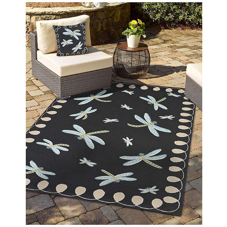 Image 3 Liora Manne Frontporch Dragonfly Indoor/Outdoor Mat Midnight 3'6"x5'6" more views