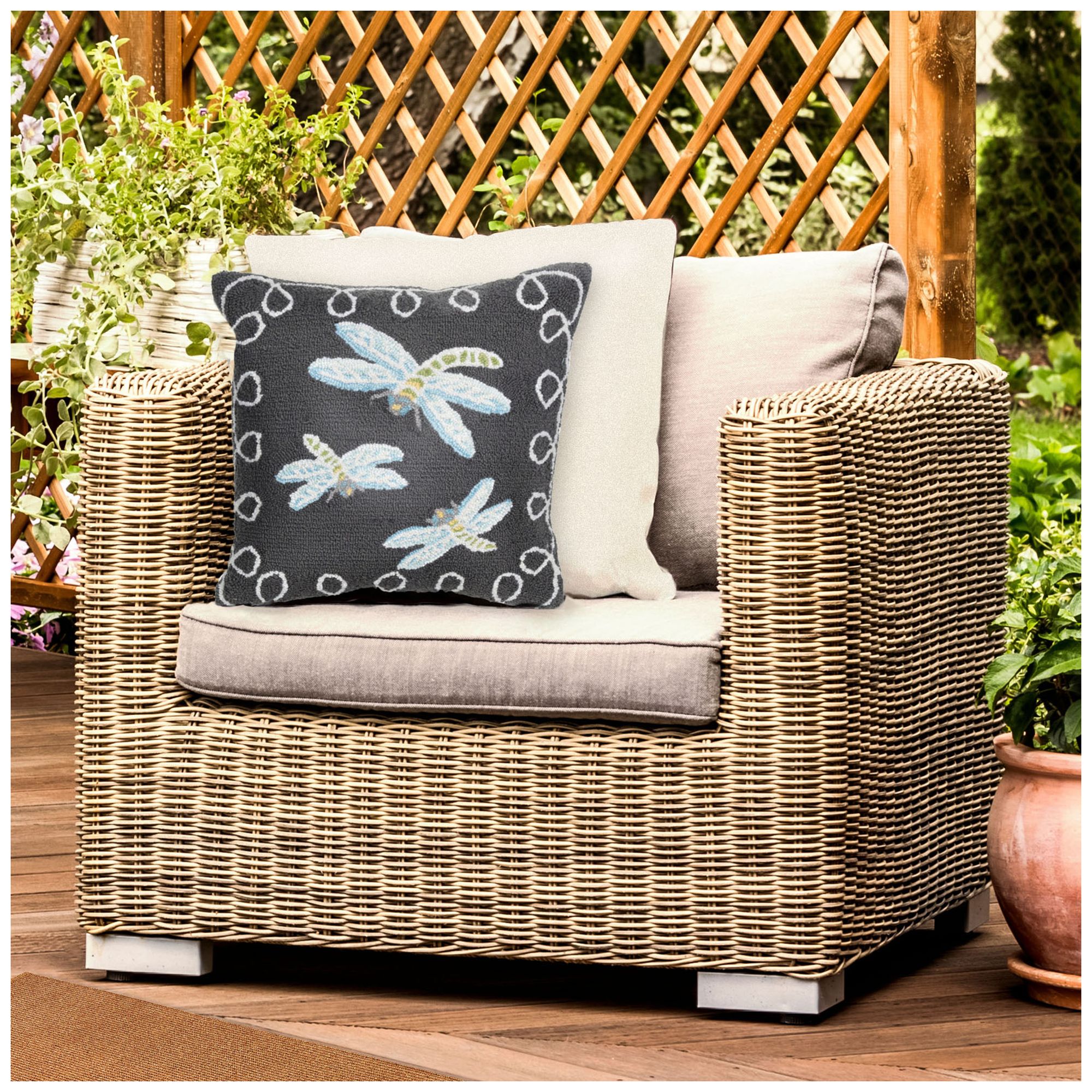 Image 3 Liora Manne Frontporch Dragonfly Indoor/Outdoor Pillow Midnight 18"x18 more views