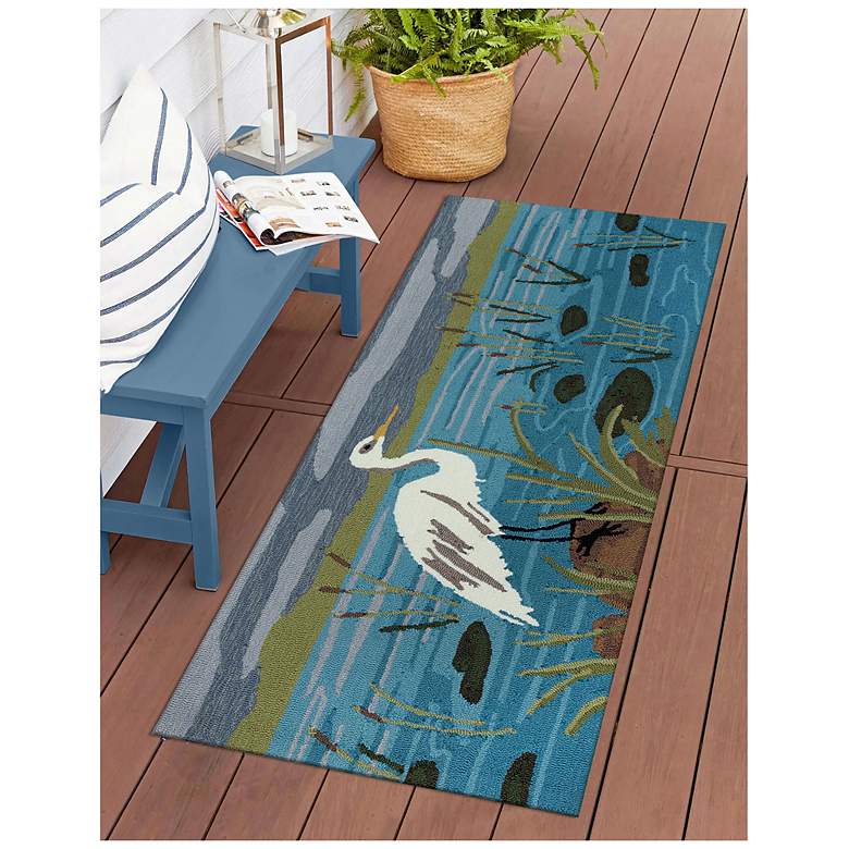 Image 2 Liora Manne Frontporch Egret Indoor/Outdoor Mat Lake 2'x5' more views