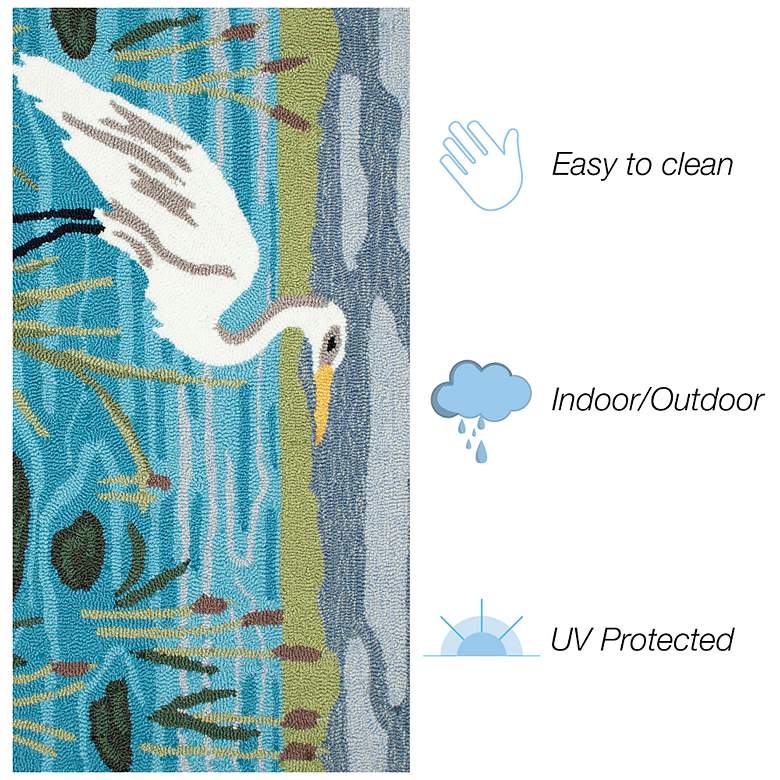 Image 3 Liora Manne Frontporch Egret Indoor/Outdoor Mat Lake 2'x5' more views