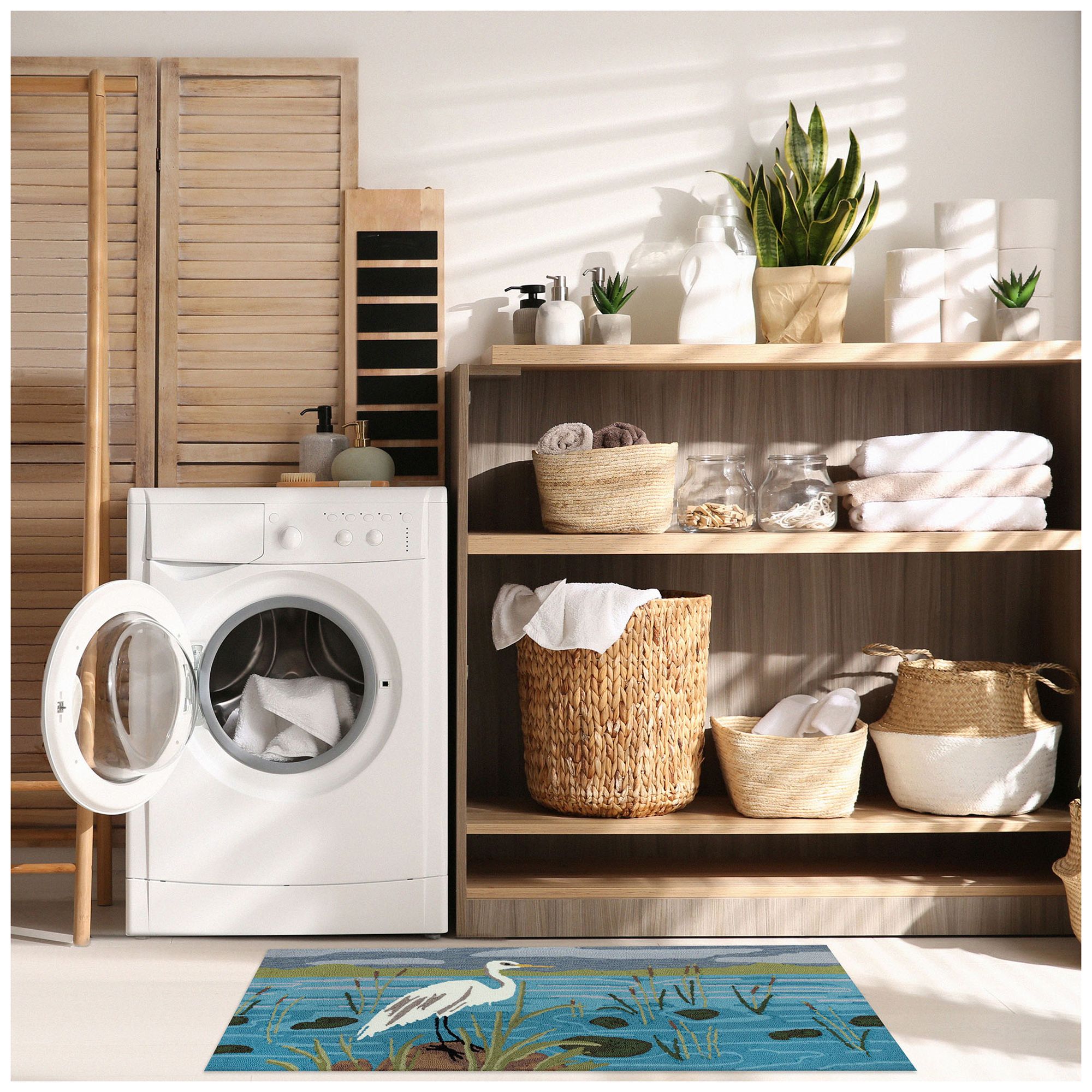 Liora Manne Frontporch Egret Indoor/Outdoor Mat Lake 2'x5'