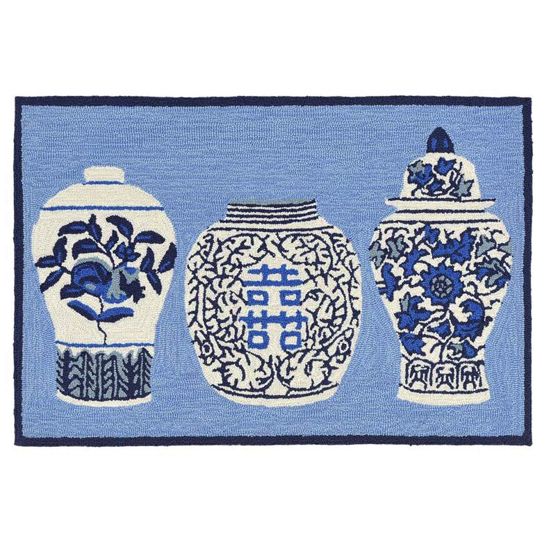 Image 1 Liora Manne Frontporch Ginger Jars Indoor/Outdoor Mat Blue 1'8"x2'6"
