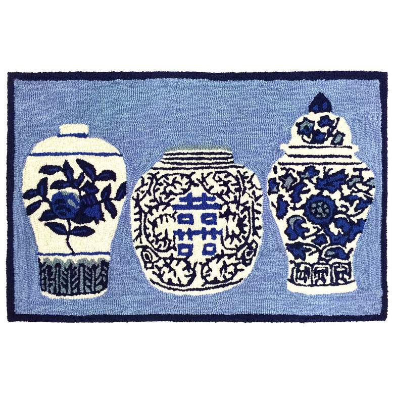 Image 1 Liora Manne Frontporch Ginger Jars Indoor/Outdoor Mat Blue 2'6"x4'