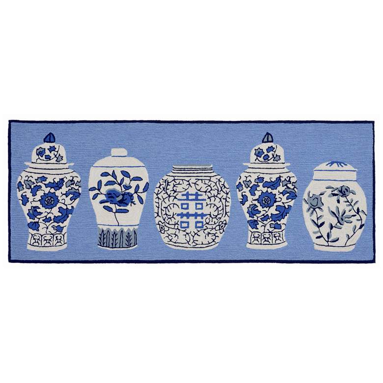 Image 2 Liora Manne Frontporch Ginger Jars Indoor/Outdoor Mat Blue 2'x5'