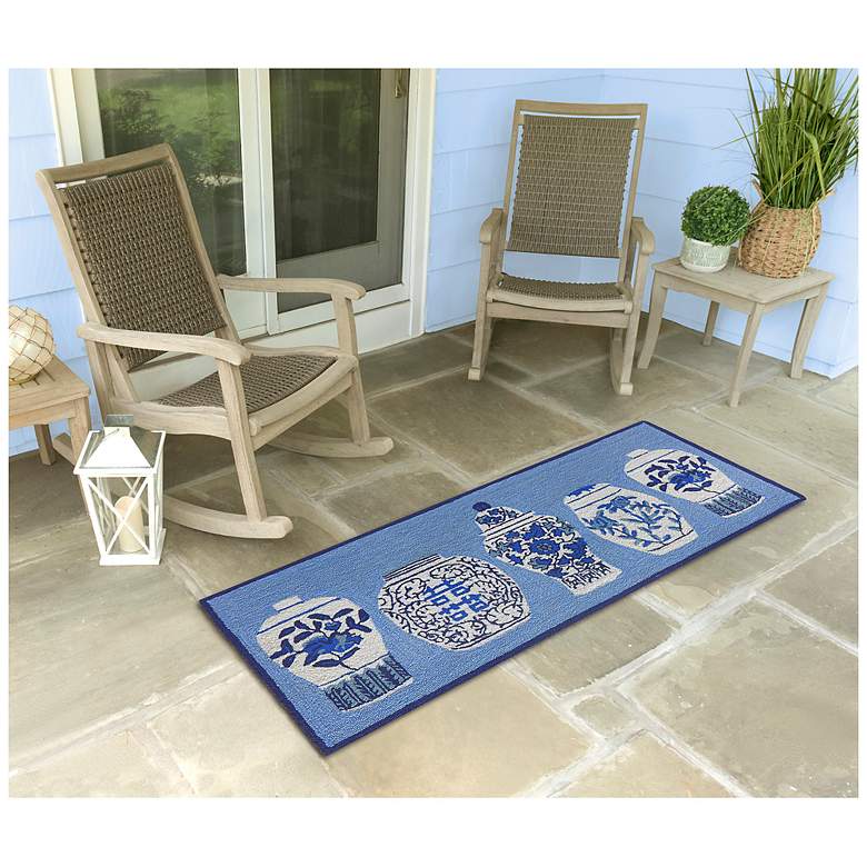 Image 1 Liora Manne Frontporch Ginger Jars Indoor/Outdoor Mat Blue 2'x5'