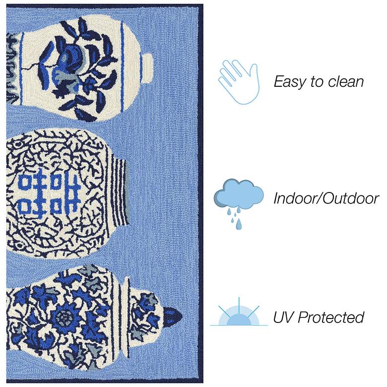 Image 3 Liora Manne Frontporch Ginger Jars Indoor/Outdoor Mat Blue 2'x5' more views