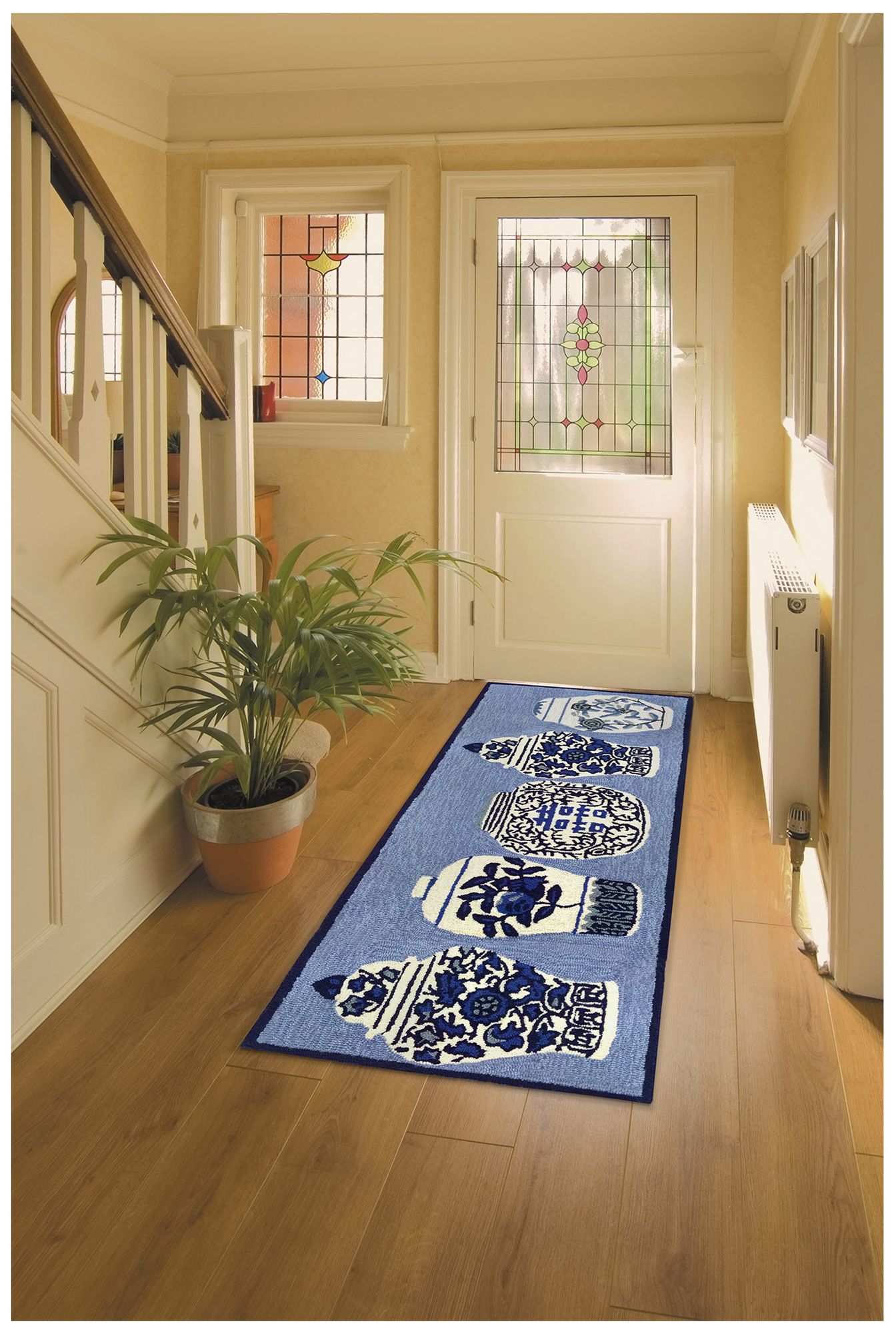 Liora Manne Frontporch Ginger Jars Indoor/Outdoor Mat Blue 2'x5'