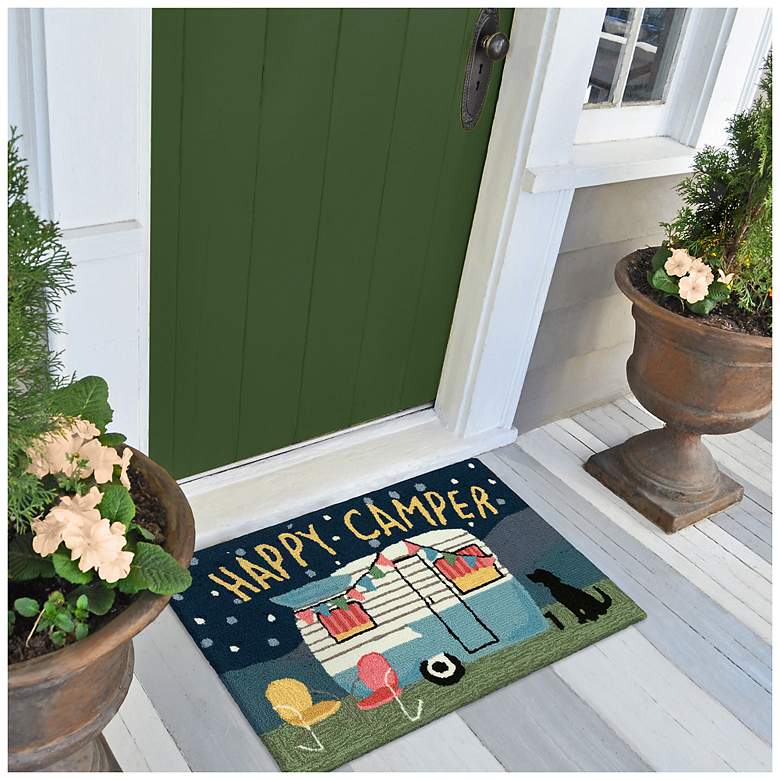 Image 3 Liora Manne Frontporch Happy Camper Indoor/Outdoor Mat Night 1'8"x2'6" more views