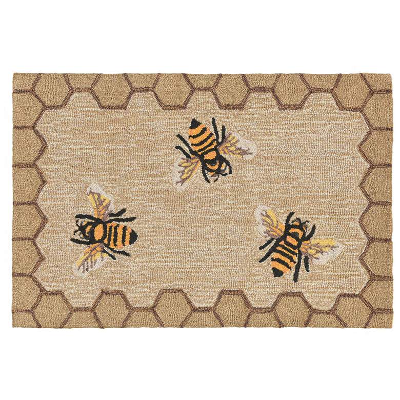 Image 1 Liora Manne Frontporch Honeycomb Bee Indoor/Outdoor Mat Natural 2'x3'