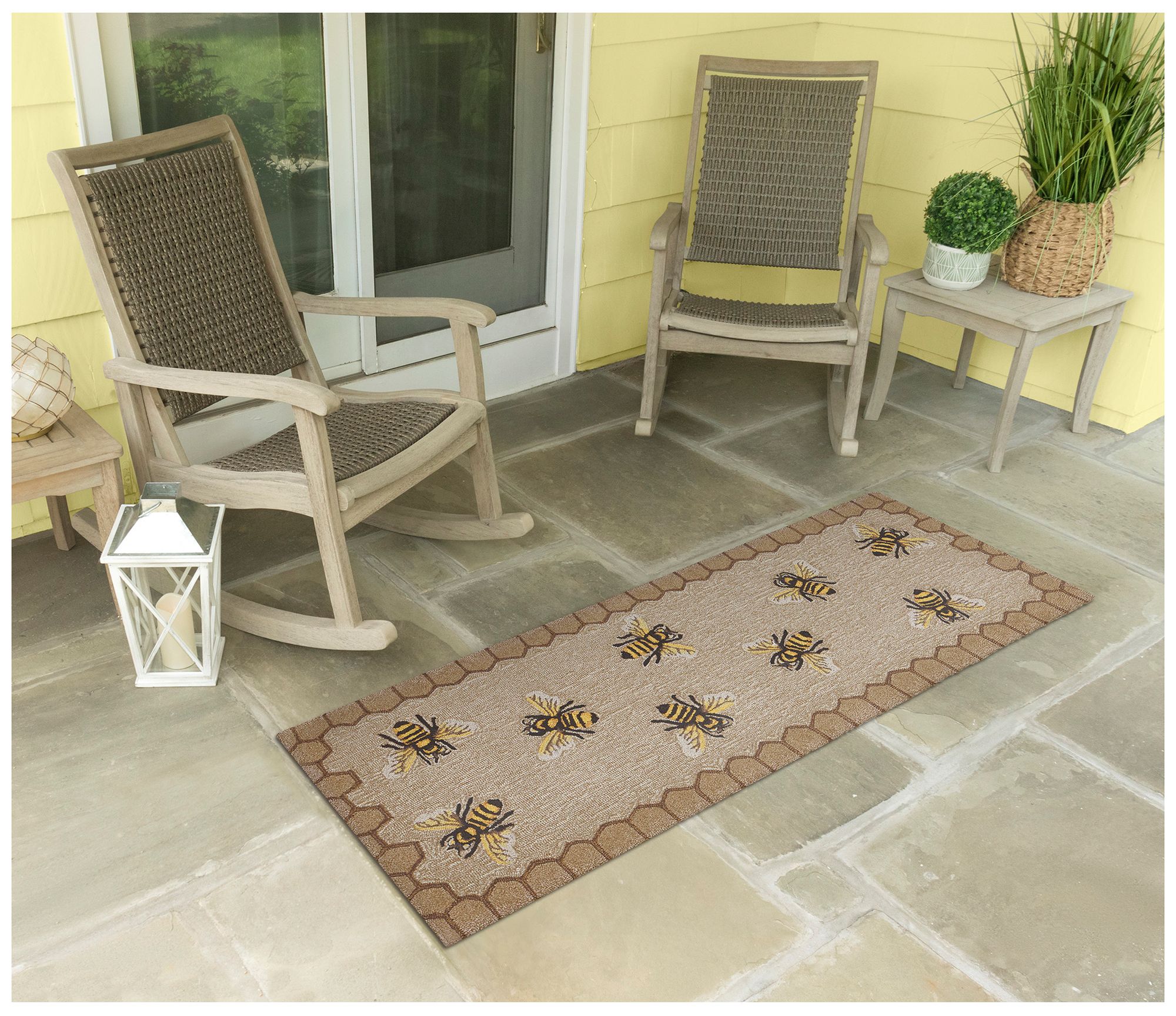 Image 3 Liora Manne Frontporch Honeycomb Bee Indoor/Outdoor Mat Natural 2'x5 more views