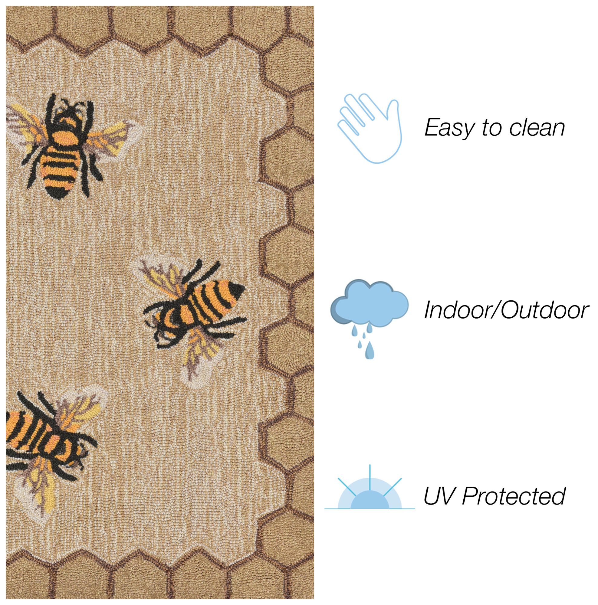 Image 4 Liora Manne Frontporch Honeycomb Bee Indoor/Outdoor Mat Natural 2'x5 more views