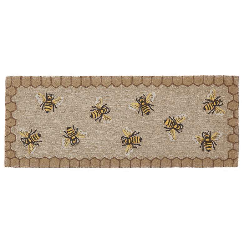 Image 2 Liora Manne Frontporch Honeycomb Bee Indoor/Outdoor Mat Natural 2'x5'