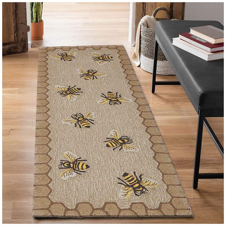 Image 1 Liora Manne Frontporch Honeycomb Bee Indoor/Outdoor Mat Natural 2'x5'