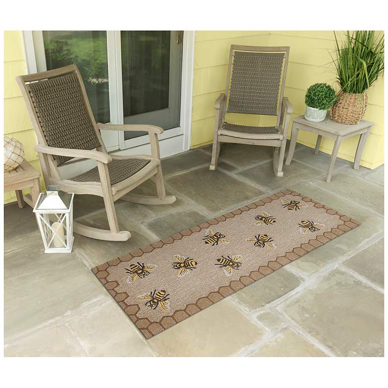 Image 3 Liora Manne Frontporch Honeycomb Bee Indoor/Outdoor Mat Natural 2'x5' more views