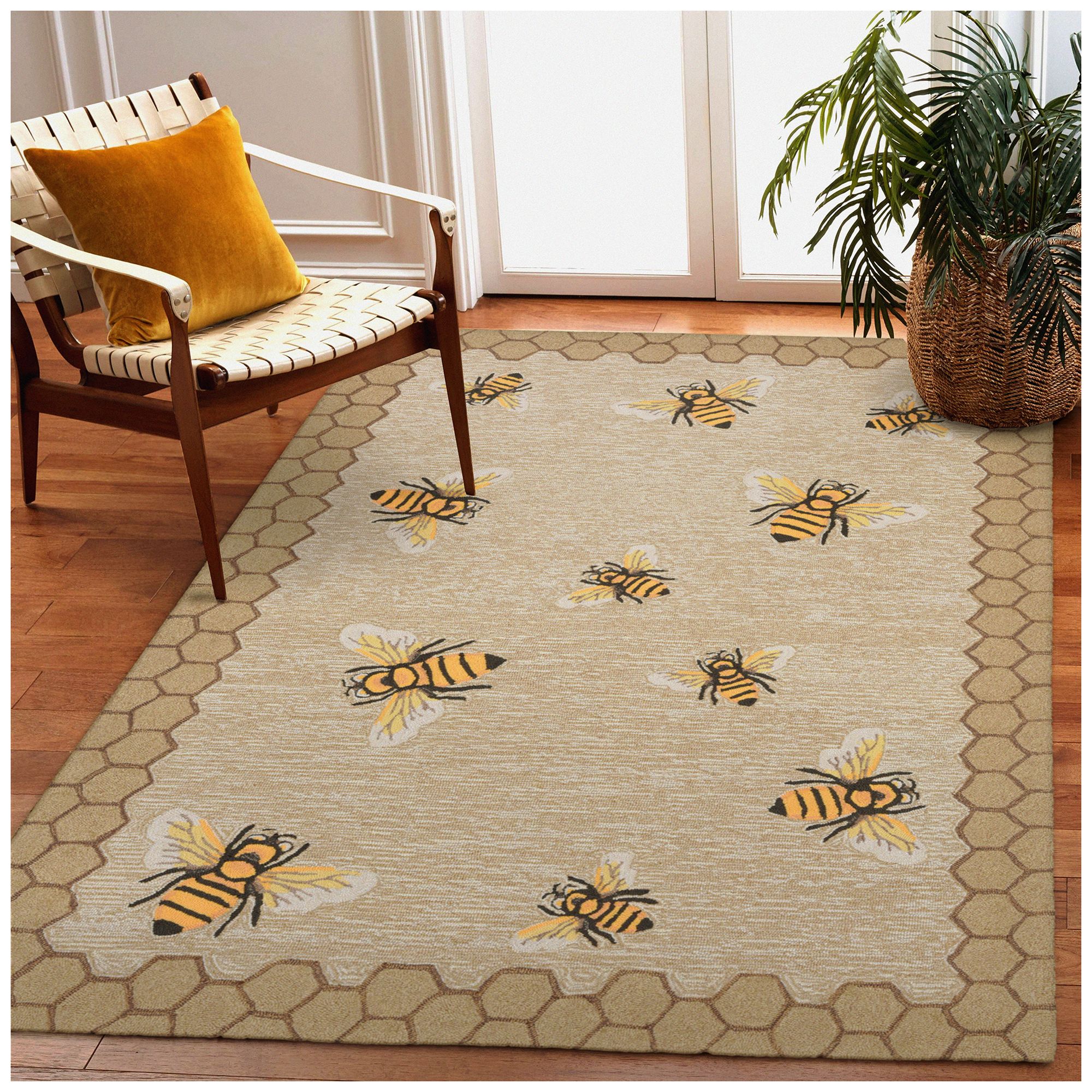 Thumbnail1 of Liora Manne Frontporch Honeycomb Bee Indoor/Outdoor Mat Natural 3'6&quo