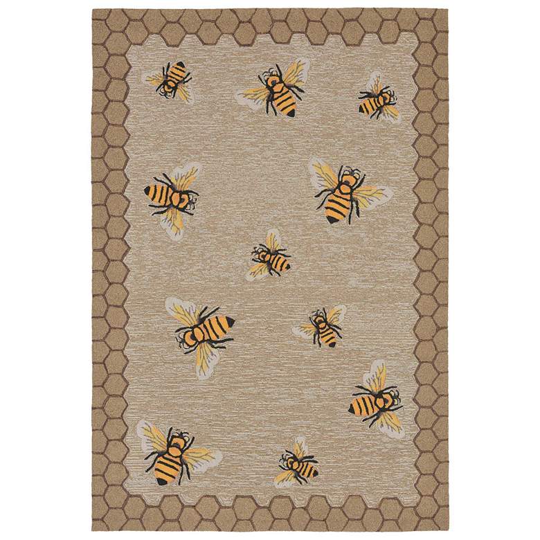 Image 1 Liora Manne Frontporch Honeycomb Bee Indoor/Outdoor Mat Natural 3'6"x5'6"