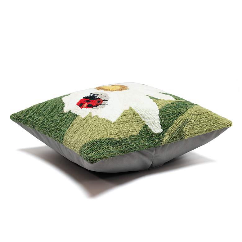 Image 6 Liora Manne Frontporch Ladybug Indoor/Outdoor Pillow Green 18"x18" more views