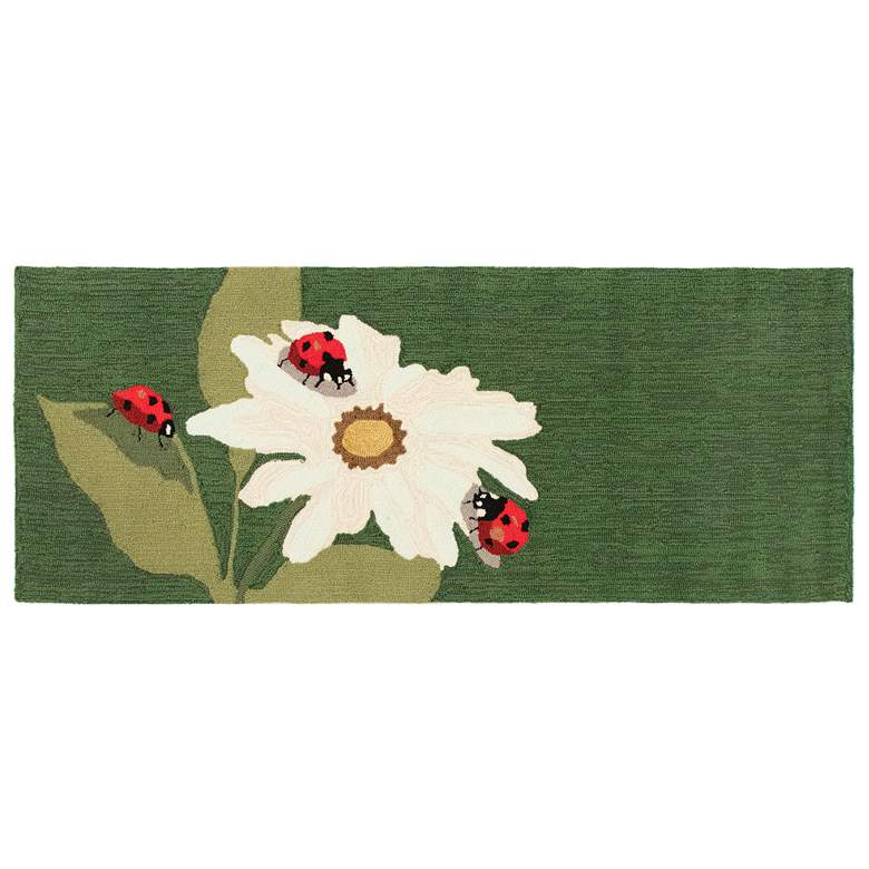 Image 2 Liora Manne Frontporch Ladybugs Indoor/Outdoor Mat Green 2'x5'