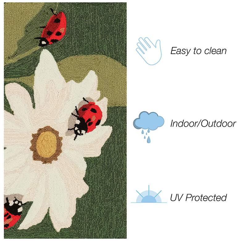 Image 3 Liora Manne Frontporch Ladybugs Indoor/Outdoor Mat Green 2'x5' more views
