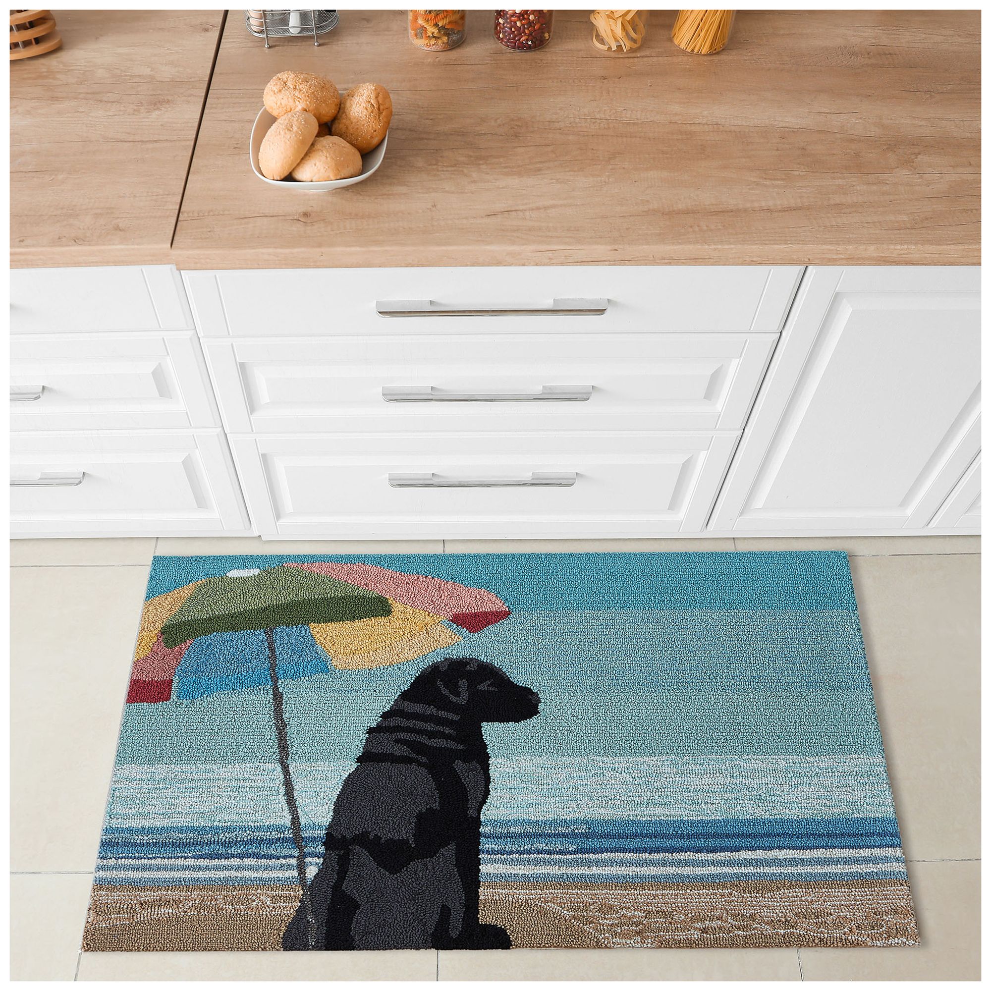 Liora Manne Frontporch Parasol And Pup Indoor/Outdoor Mat Multi 2'x3'