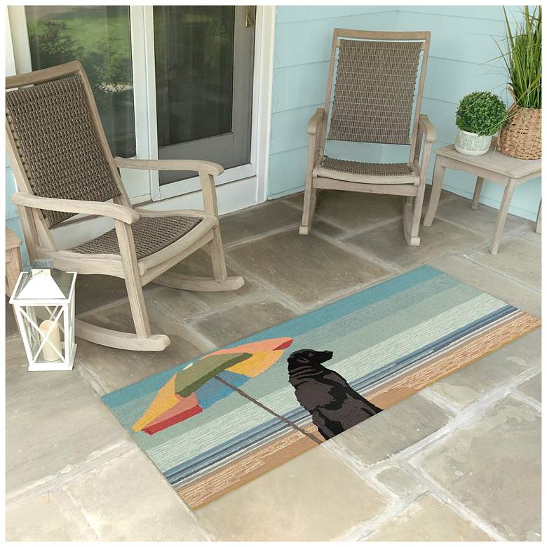 Image 1 Liora Manne Frontporch Parasol And Pup Indoor/Outdoor Mat Multi 2'x5'