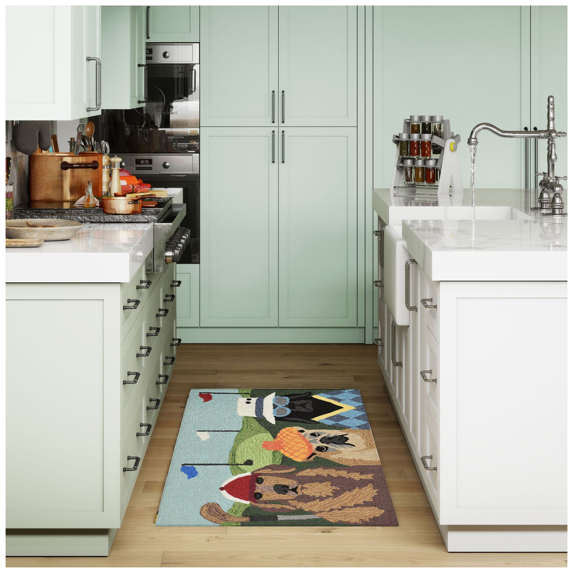 Liora Manne Frontporch Putts &amp; Mutts Indoor/Outdoor Mat Multi 1'8&q