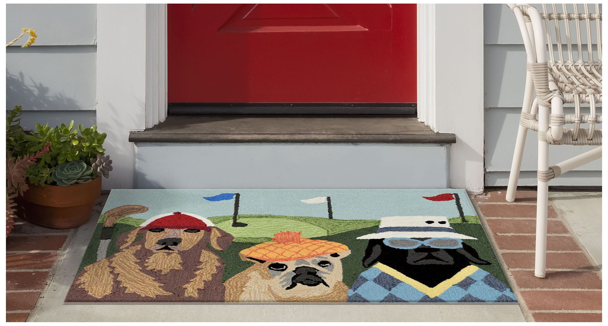 Liora Manne Frontporch Putts &amp; Mutts Indoor/Outdoor Mat Multi 1'8&q