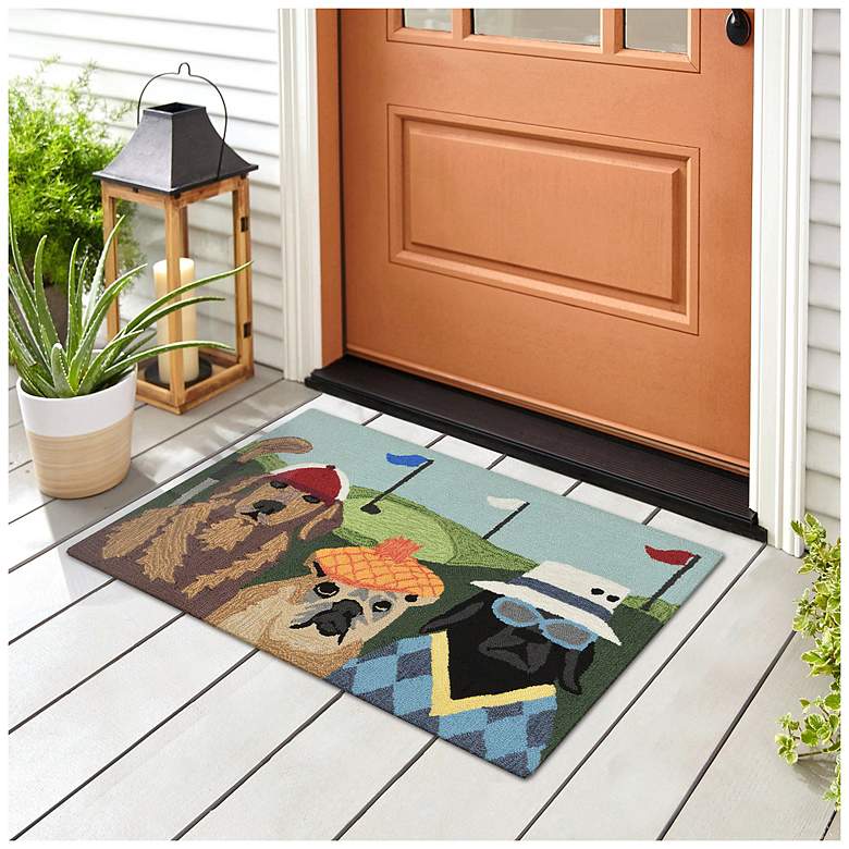Image 1 Liora Manne Frontporch Putts & Mutts Indoor/Outdoor Mat Multi 1'8"x2'6"