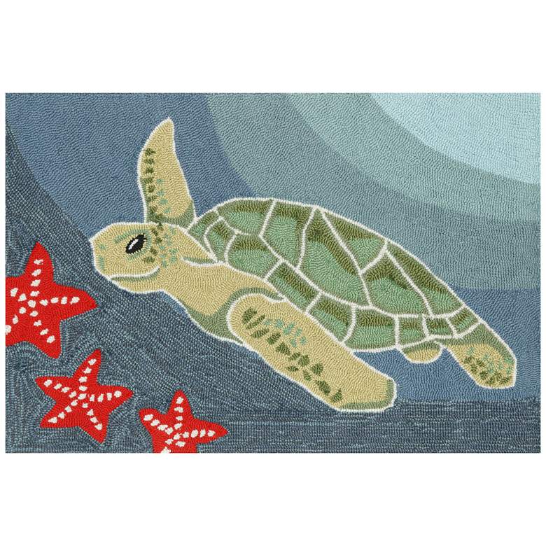 Image 1 Liora Manne Frontporch Sea Turtle Indoor/Outdoor Mat Ocean 2'x3'