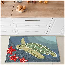 Image1 of Liora Manne Frontporch Sea Turtle Indoor/Outdoor Mat Ocean 2'x3'