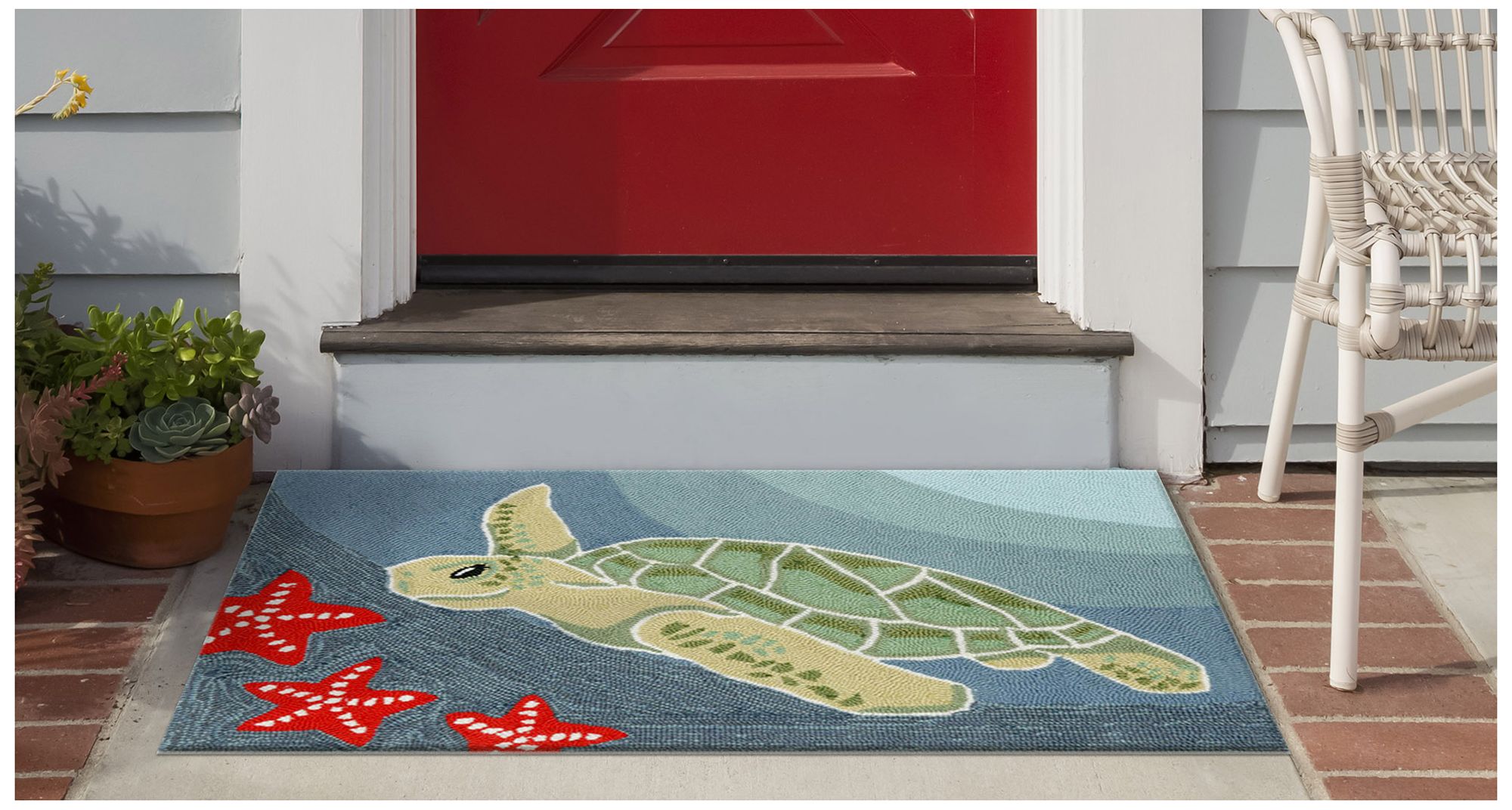 Liora Manne Frontporch Sea Turtle Indoor/Outdoor Mat Ocean 2'x3'
