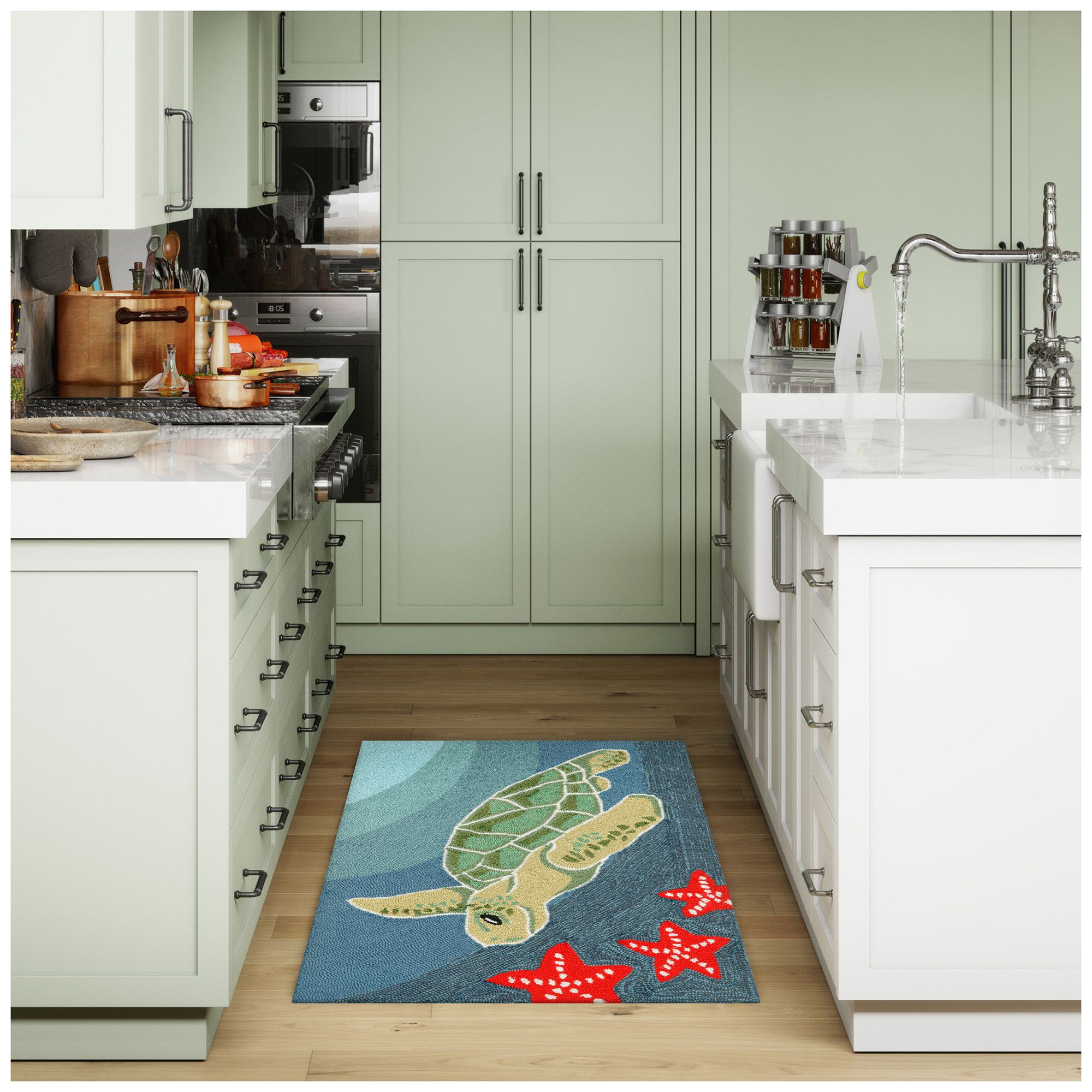 Liora Manne Frontporch Sea Turtle Indoor/Outdoor Mat Ocean 2'x3'
