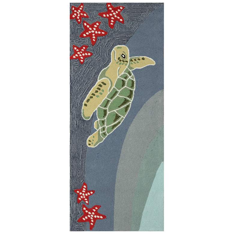 Image 2 Liora Manne Frontporch Sea Turtle Indoor/Outdoor Mat Ocean 2'x5'