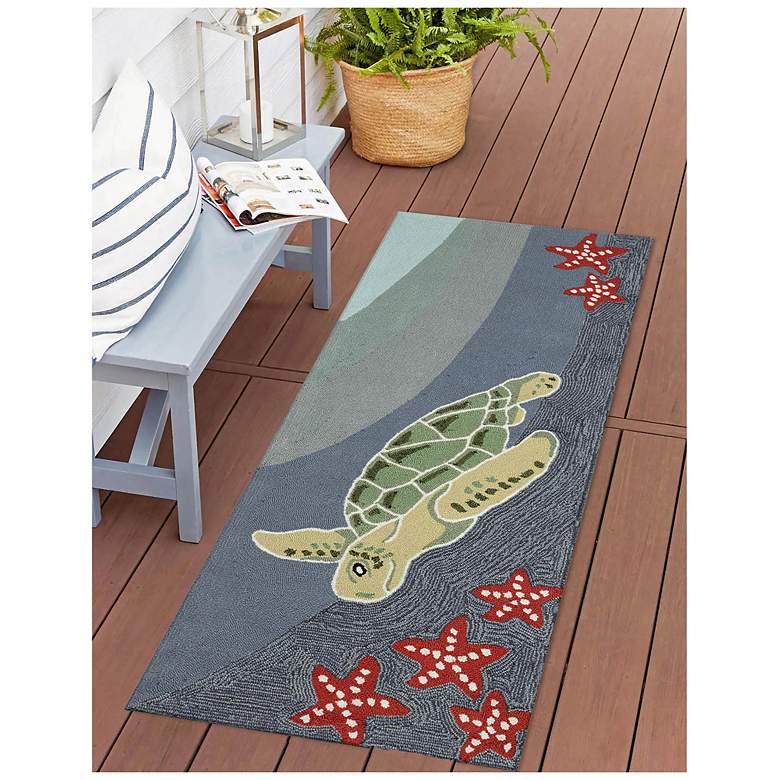 Image 3 Liora Manne Frontporch Sea Turtle Indoor/Outdoor Mat Ocean 2'x5' more views