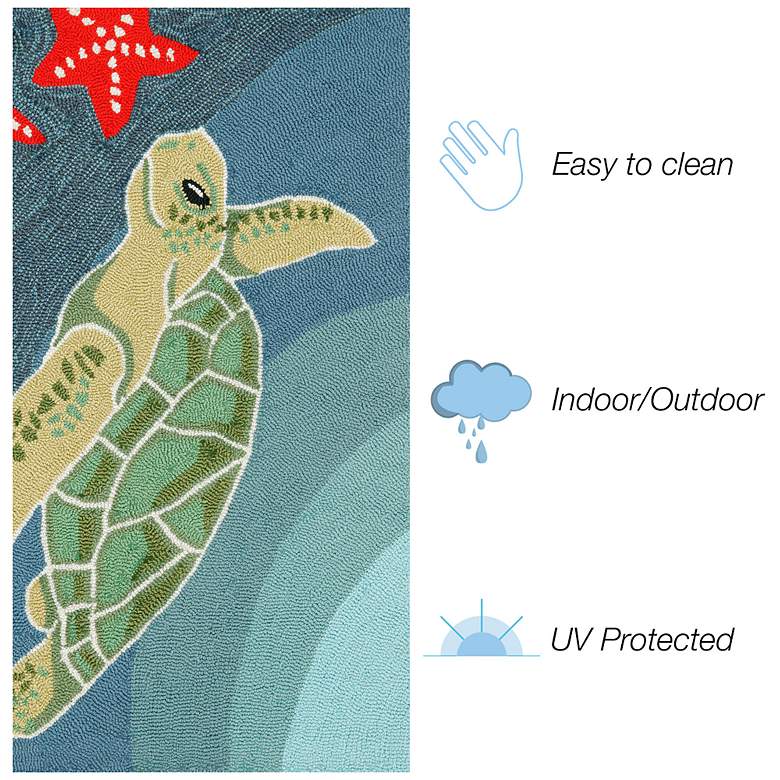 Image 4 Liora Manne Frontporch Sea Turtle Indoor/Outdoor Mat Ocean 2'x5' more views